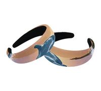 Set of 2 Velvet Wide Headbands for Women, Dolphins Jumping Accessories Padded Head Bands Beauty Hairbands Girls Thick Hair Bands