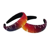Set of 2 Velvet Wide Headbands for Women, Electrocardiogram Heart Beat Colorful Pattern Accessories Padded Head Bands Beauty Hairbands Girls Thick Hair Bands
