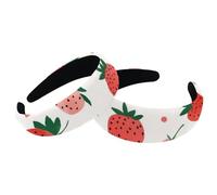 Set of 2 Velvet Wide Headbands for Women, Pink Fruits Strawberries Pattern Accessories Padded Head Bands Beauty Hairbands Girls Thick Hair Bands