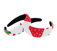 Set of 2 Velvet Wide Headbands for Women, Pink Strawberries Pattern Accessories Padded Head Bands Beauty Hairbands Girls Thick Hair Bands