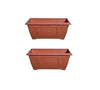 Set Of 2 Venetian Window Box Trough Planters Small 40cm Plant Pot Terracotta Colour