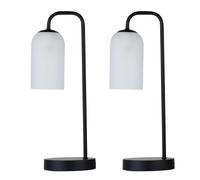 Set of 2 Victoria - Black Touch Lamps with Frosted Glass Shades First Choice Lighting Black One Size