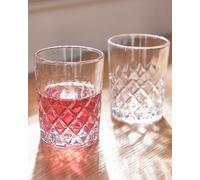 Set of 2 Vintage Luxury Style Diamond Cut Drinking Short Tumbler Glasses Festive Christmas Decor Glassware Dibor Clear 2 Pack