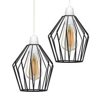 Set of 2 Vintage Pendant Light E27 Chandelier Ceiling Lights Retro Style Industrial Suspension Lamp Metal Cage Shape Ceiling Light for Living Room Bedroom Kitchen Restaurant, 20CM