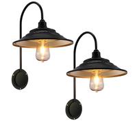 Set of 2 Vintage Rustic Metal Solar Outdoor Wall Lamps Waterproof Swan Neck Design Perfect for Barns Garden Sheds and Farm Porches