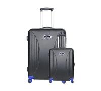 (Set of 2) Vivien Kondor Travel Smart [Small + Large] Luggage Suitcase ABS Hard Shell Trolley with TSA Lock and Weight Scale (Black)