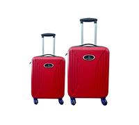 (Set of 2) Vivien Kondor Travel Smart [Small + Medium] Luggage Suitcase ABS Hard Shell Trolley with TSA Lock Weight Scale and USB Port. (Red)