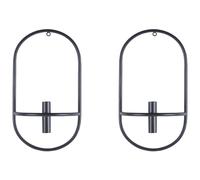 Beliani Set of 2 Wall Candle Holders CAVIANA Metal 38 cm Black, Black