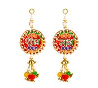 Set of 2 Wall Hanging with Shubh Labh Décor Decorative Pooja Door Hanging for Home Temple Festial Diwali and Gifting (Red Design-2)