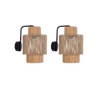 Set of 2 Wall Lamps JAMMA Wicker Natural [EEK: F]