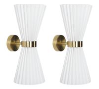 Set of 2 Wall Lamps TELANG Cotton White