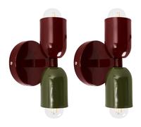 Set of 2 Wall Lamps TOPI Metal Red/ Green