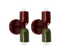 Set of 2 Wall Lamps TOPI Metal Red/ Green