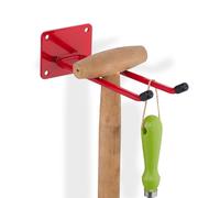 Set of 2 Wall Mounted Appliance Holder Garden Tool Garage Storage Work Hook Red