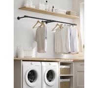 Set of 2 Wall Mounted Industrial Clothes Rails SONGMICS Black One Size