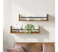 vidaXL Wall Shelf 2 pcs Old wood 60 x 16 x 14 cm Engineered Wood
