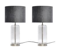 Set of 2 Walpole - Glass and Brushed Chrome 49cm Table Lamps
