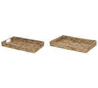 Set of 2 Water Hyacinth Decorative Trays Light KONTUM
