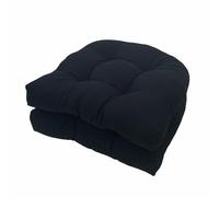Set of 2 Waterproof Garden Chair Cushions 48x48x7.6cm Non Slip Indoor/Outdoor Seat Pads for Patio Furniture Black Outdoor Cushions