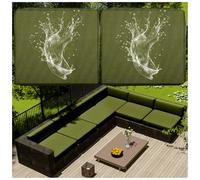 Set of 2 Waterproof Outdoor Cushion Covers for Garden Furniture Removable Zippered Cushion Cases for Patio Sofa & Chairs 107x46cm Matcha Green & Stylish