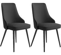 Set of 2 Waterproof PU Leather Dining Chairs Modern Metal Legs Stylish Kitchen & Living Room Side Chairs Counter Height White with Black Feet