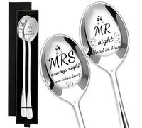 Set of 2 Wedding Soup Spoons, Wedding Gift for Bride and Groom, Engagement Gift, Silver Engraved Spoon, Suitable for Anniversaries, Valentine's Day or as a Gift