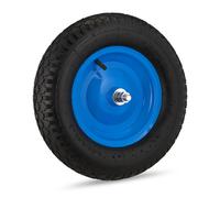 Set of 2 Wheelbarrow Wheels 4.00-8 Spare Tyre Replacement Rubber Blue Rim Axle