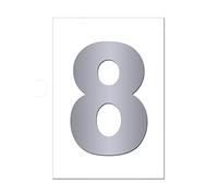 Set of 2 - Wheelie Bin Silver Number 8 - Removable Self Adhesive Waterproof Durable Vinyl Stickers - Digitally Cut to the sticker Shape - size 170mm