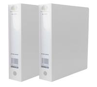 (Set of 2) - White A4 Ring Binder File Folder Organiser 65 mm Spine O-Ring, Heavy Duty Plastic Folders for Paperwork Light & Strong A4 Ring Binder, Ideal Folder for School, Home & The Office