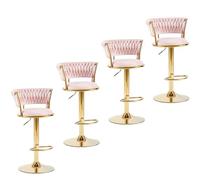 Set of 2 White Bar Stools, 360° Swivel Modern Bar Stool Design, With Backrest and Footrest, Comfortable Stools for Kitchen, Living Room, And Bar, Easy Assembly Bar Chair,Pink,Set of 4