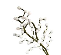 Set of 2 White Berries Felt Branch with Bendable Stem Approx 30cm Handmade Decorative Flowers for Vase - For Custom Creations That Last, Fair Trade, Realistic Artificial Flowers