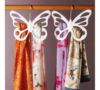 Set of 2 White Butterfly Design Scarf Hangers - Space Saving Wardrobe Hanging Storage Accessory Holder for Scarves, Ties, Belts, Tights - Each Measure H25.5 x W29cm