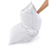 Set of 2 White Goose Feather Bed Pillows - 600 Thread Count Egyptian Cotton, Medium Firm,Soft Support Queen Size,White Solid (Queen Size:2 Pillows)