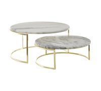 Set of 2 White Marble Cake Stands White