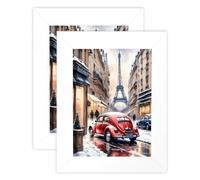 Set of 2 - White Photo Frames 6''x 8'' inches Photo Frame White Wooden Frame 8x6 Picture Frame for Tabletop and Wall Mounting, 15x 20cm Poster frame for Portrait, Printing