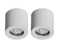 Set of 2 White Plaster Surface Mounted Ceiling Downlights, Modern Home Lighting, 1 x GU10 Bulb Required, LED Compatible, 80mm Width, Height, Depth