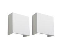 Set of 2 White Plaster Wall Lights, Modern Home Lighting, 40W Max G9 Required, LED Compatible, 150mm Width, 150mm Height, 70mm Depth
