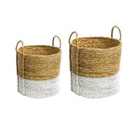Seagrass Log & Kindling Basket, White, Set of 2 Ivyline Natural One Size
