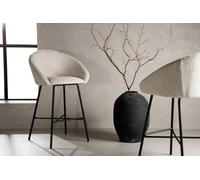 Set Of 2 White Teddy Upholstery Bar Chairs With Black Steel Legs, White Barstools