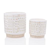 Set of 2 White Textured Planters 17cm & 12cm