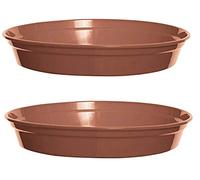 Set Of 2 Whitefurze Plastic Plant Pot Saucers 19cm Terracotta Colour Water Dish For 7 & 8 Inch Pot