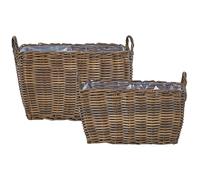Beliani Set Of 2 Wicker Planters Ormos 53/59 Cm Brown Pe Rattan