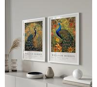 Set of 2 William Morris Prints Bird, William Morris Exhibition Print, William Morris Poster, Vintage Wall Art, Textiles Art, Peacock Art Poster(4) (A4 8.27 x 11.69 inch)