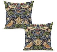 Set Of 2 William Strawberry Thief Original Morris Throw Pillow Covers 18x18 Inch Aesthetic Pillow For Bedroom Velvet Decorative Pillowcase Home Decor Living Room Cushion Case For Bed Sofa Couch