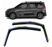 Set Of 2 Wind Deflectors For CITROEN BERLINGO, PEUGEOT PARTNER/RIFTER, VAUXHALL COMBO, COMBO LIFE, Toyota Proace City 2018 to 2026 In-Channel Acrylic Side Window Visors-Smoke Tinted Rain Guards.
