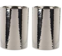 Set of 2 Wine Coolers, Champagne Coolers, Bottle Coolers, Double-Walled, Made of Hammered Stainless Steel, Approx. 17 x 12 cm