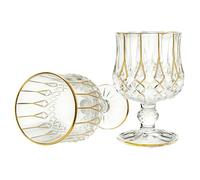 Set of 2 Wine Glasses, White Wine Glasses with Gold Rim, Gine Glasses with Engraving for Cognac, Bourbon, Vodka, Gin, Tequila, Rum, Schnapps (7 ounces)