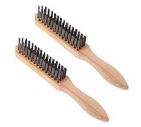 Set of 2 Wire Brush Wooden Handle Wirebrush, Heavy Duty Brushes For Cleaning Scratch, Rust Removal & Tool Automotive, Paint, Welding Slag Household Clean Metal Brush.