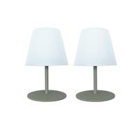 Set of 2 Wireless LED Table Lamps Twins Olive H16cm