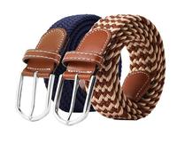 Set of 2 Womens Belt Casual Braided Elastic Fabric Woven Stretch Elasticated Belts
